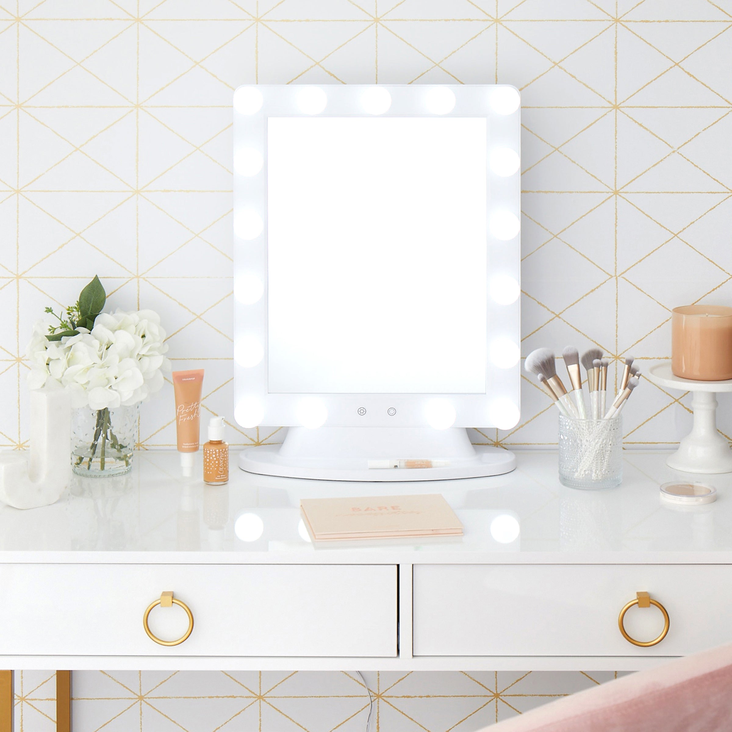 XL Mirror with Hollywood Bulb Lights