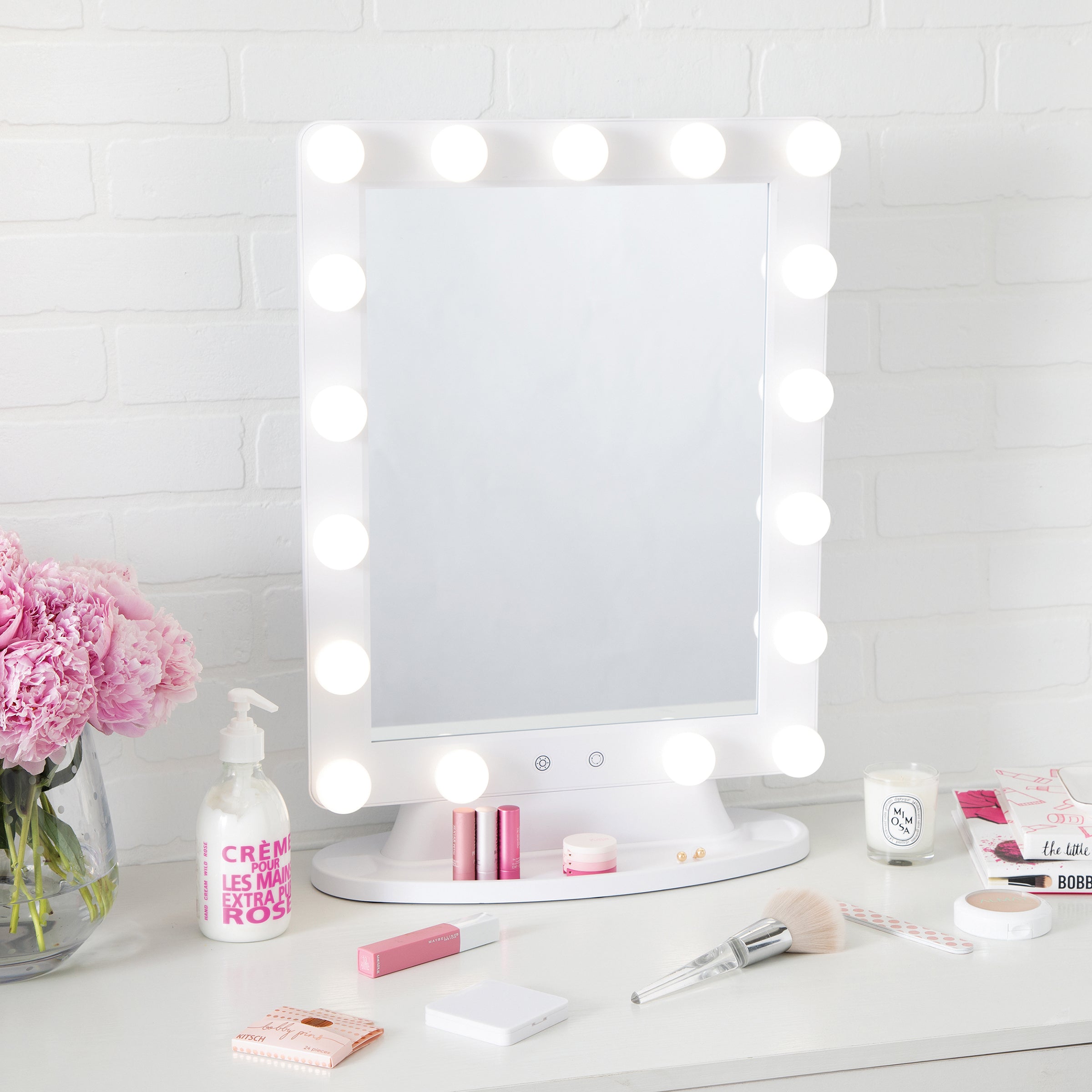 XL Mirror with Hollywood Bulb Lights