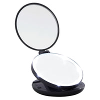 LED Compact Travel Makeup Mirror - Black