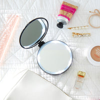 LED Compact Travel Makeup Mirror - Black