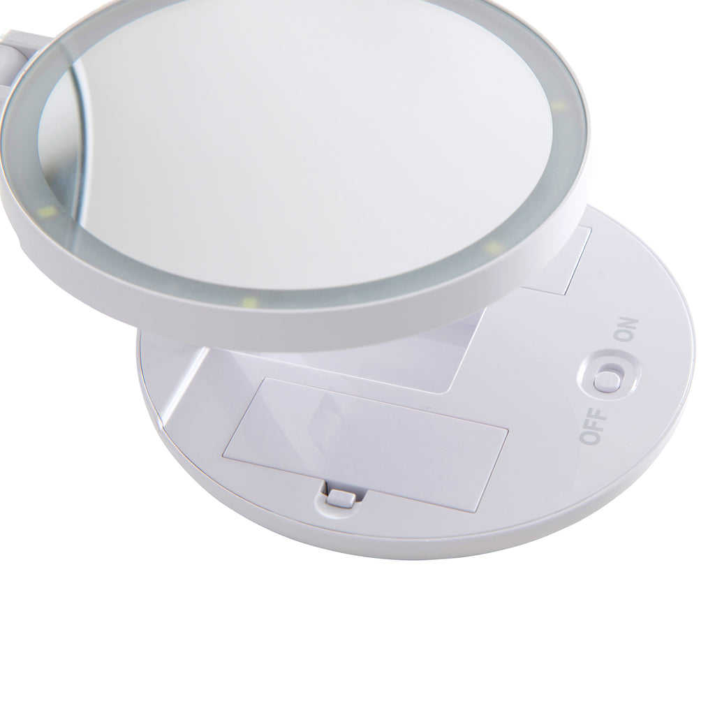 LED Compact Travel Makeup Mirror - White